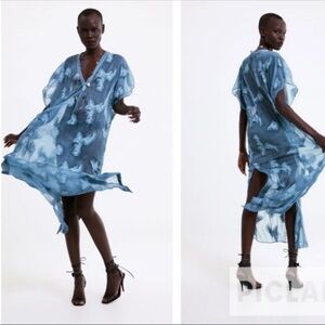 Zara | S | Kimono Maxi Flowy Blue Caftan Dress